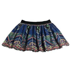 Flying Tomato Skirt Women L Mini Flare Linen Blend Geometric Aztec Boho Festival